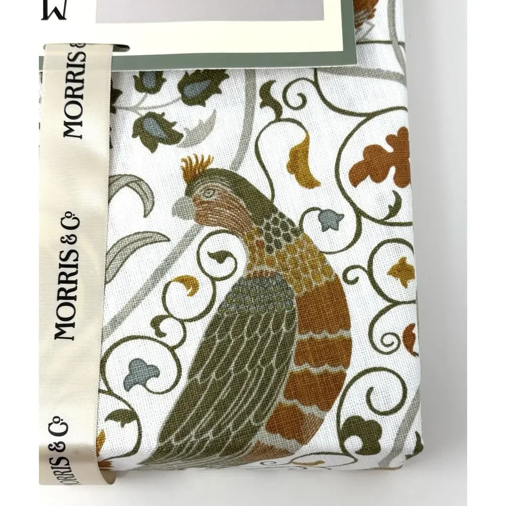 William Morris & Co Seasons by May Round Tablecloth 70” In. Birds Fall Colors